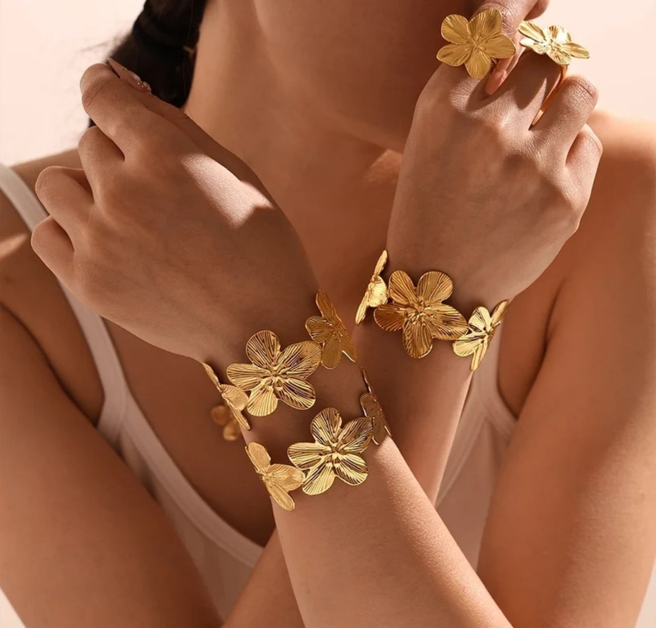 Flower cuff bangle