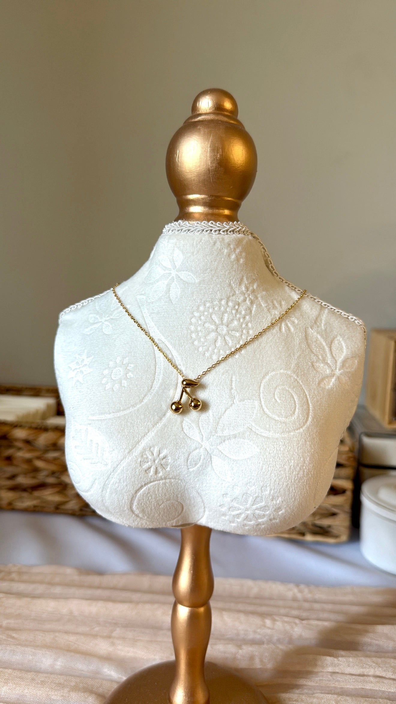 Gold cherry necklace