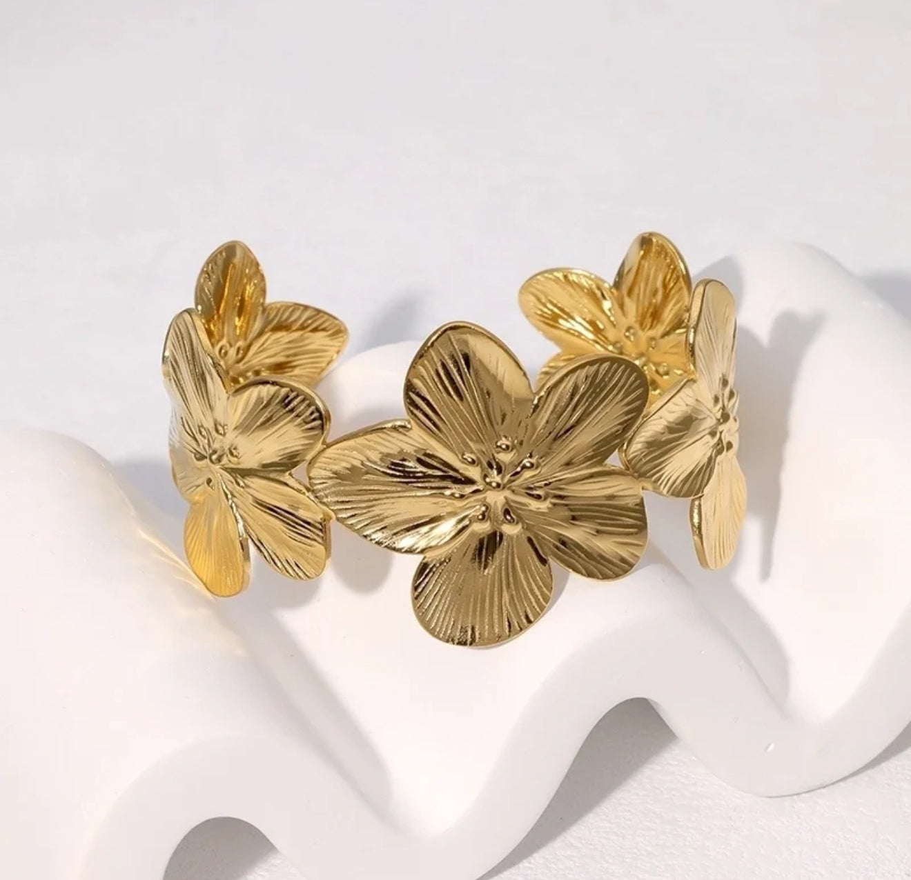 Flower cuff bangle