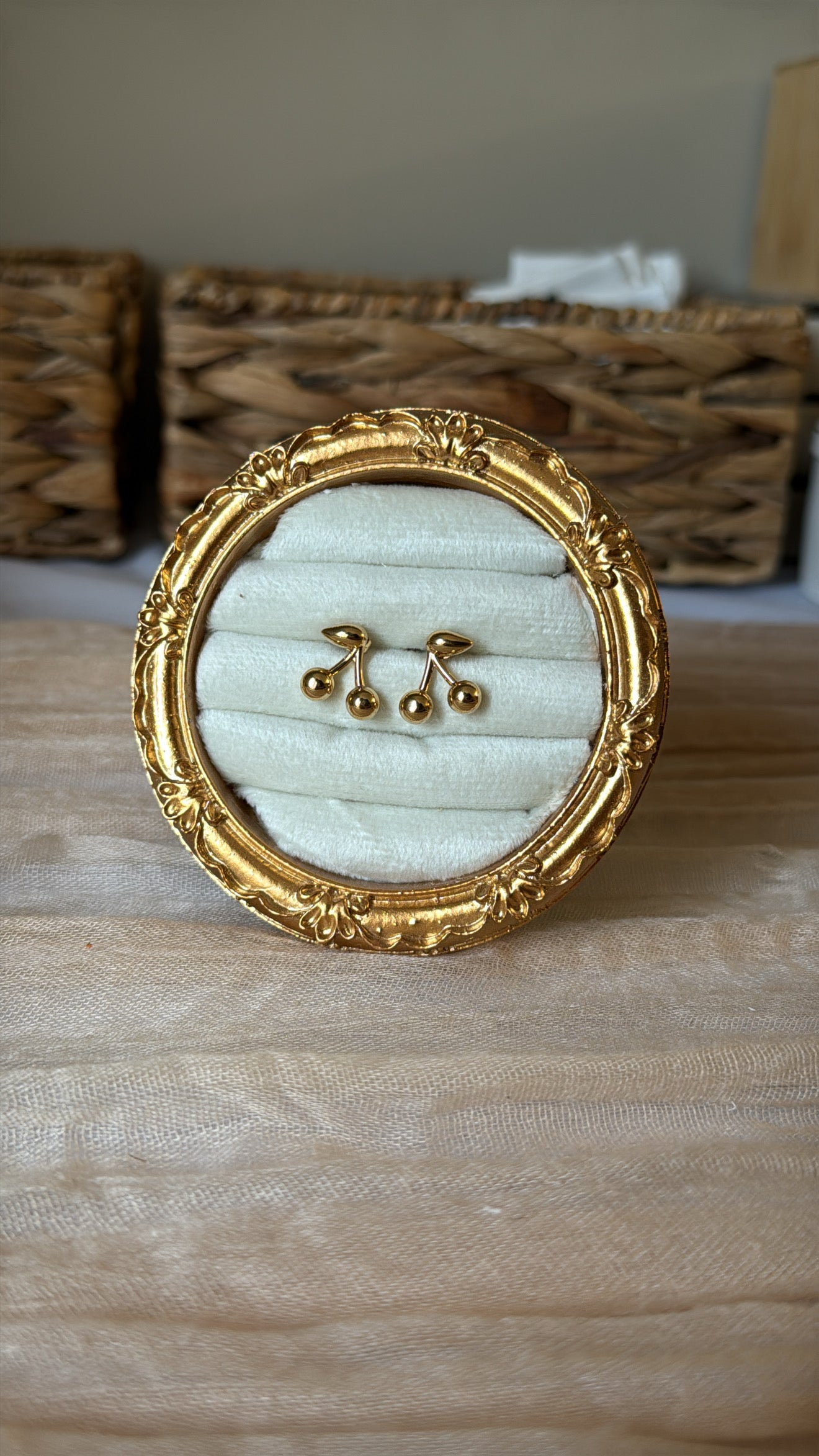 Gold cherry earrings
