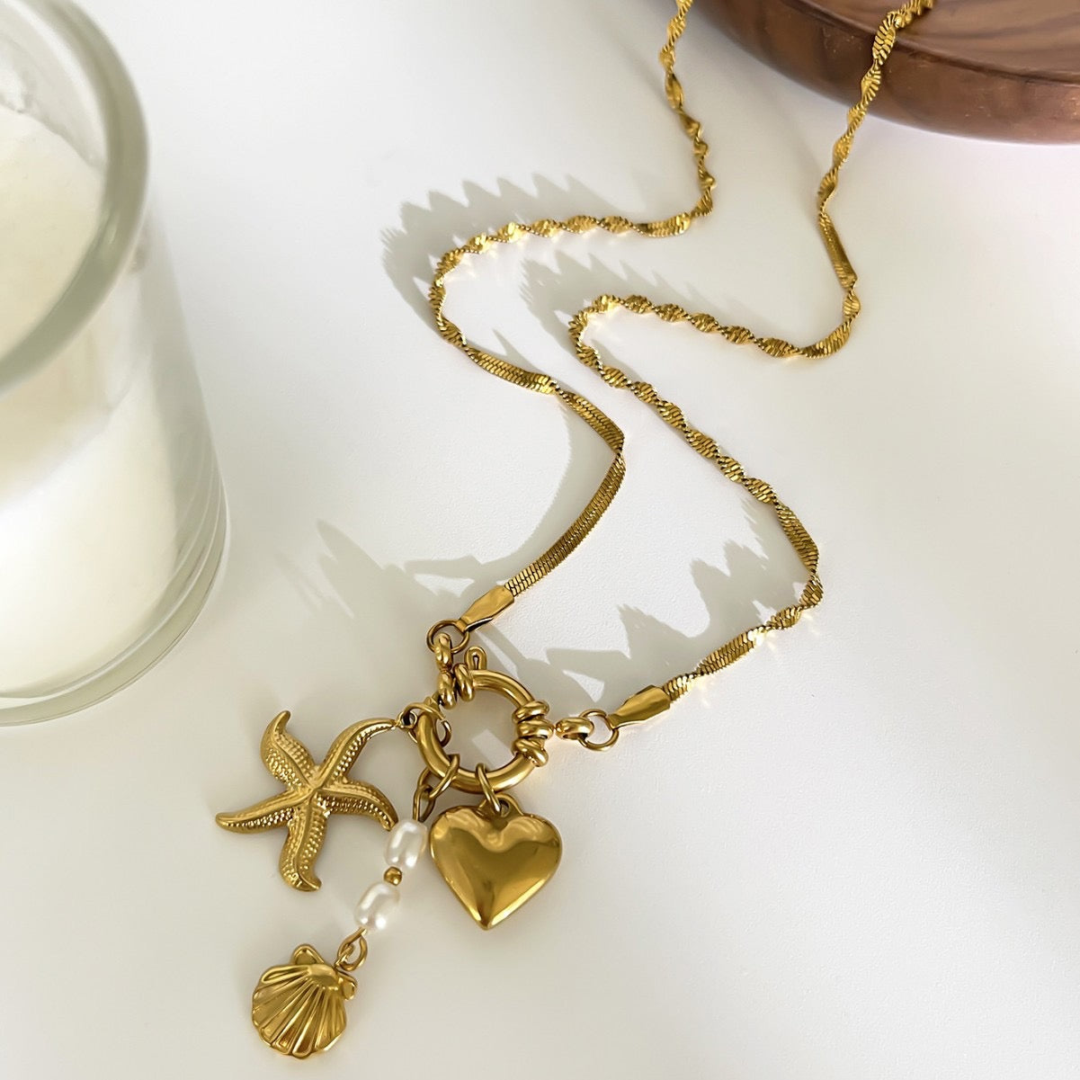 Heart and Starfish Necklace