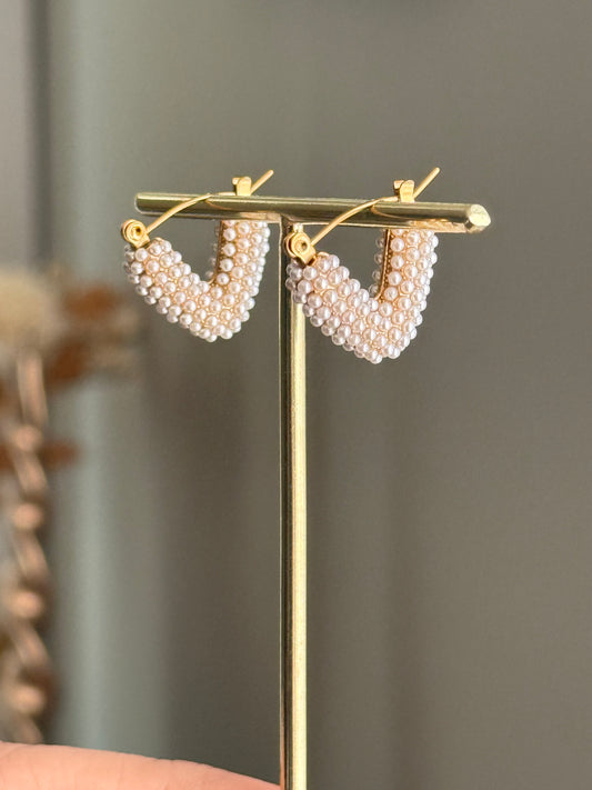 Pearl Crescent Hoops