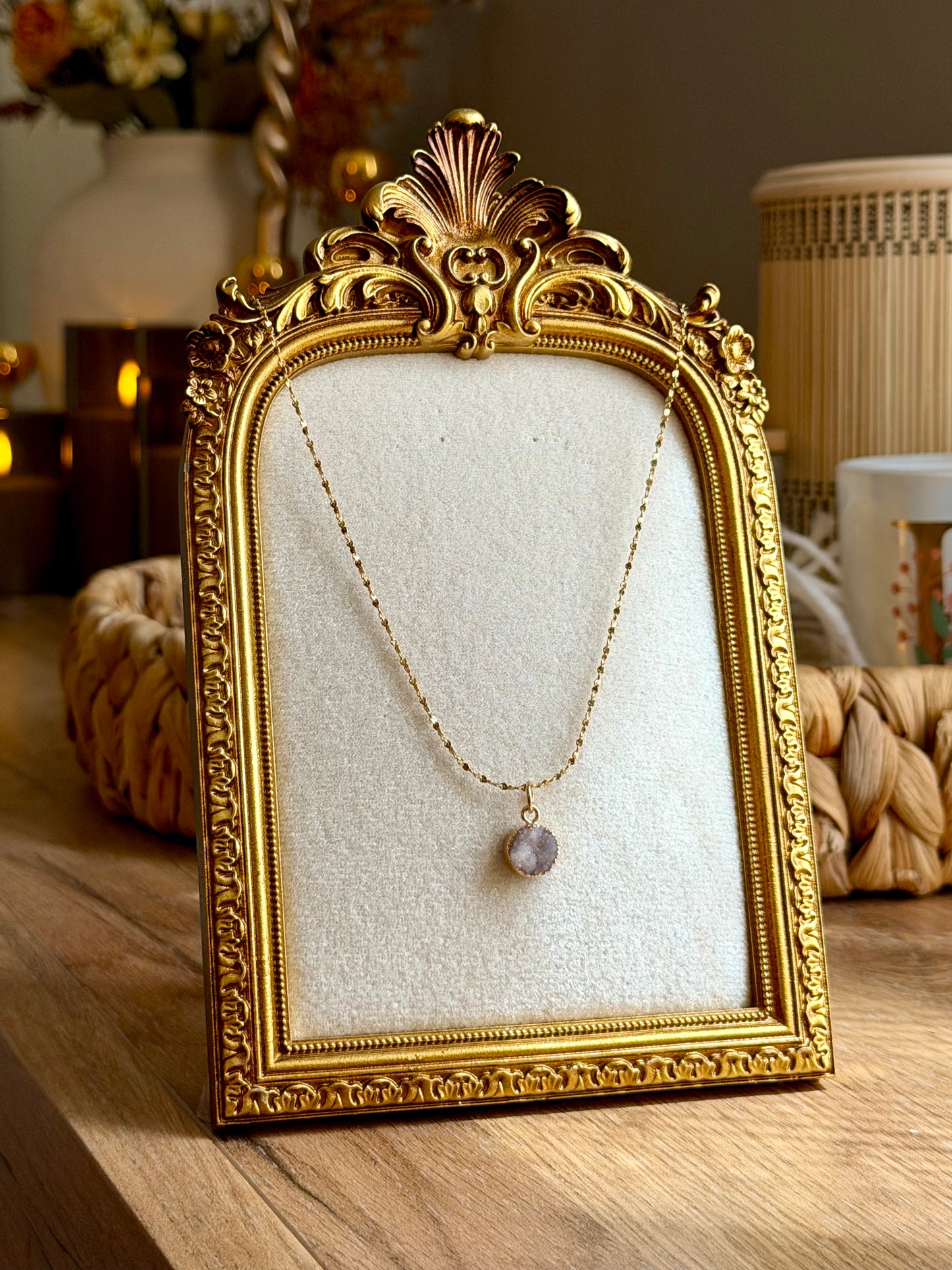 Dyed Quartz Druzy Necklace