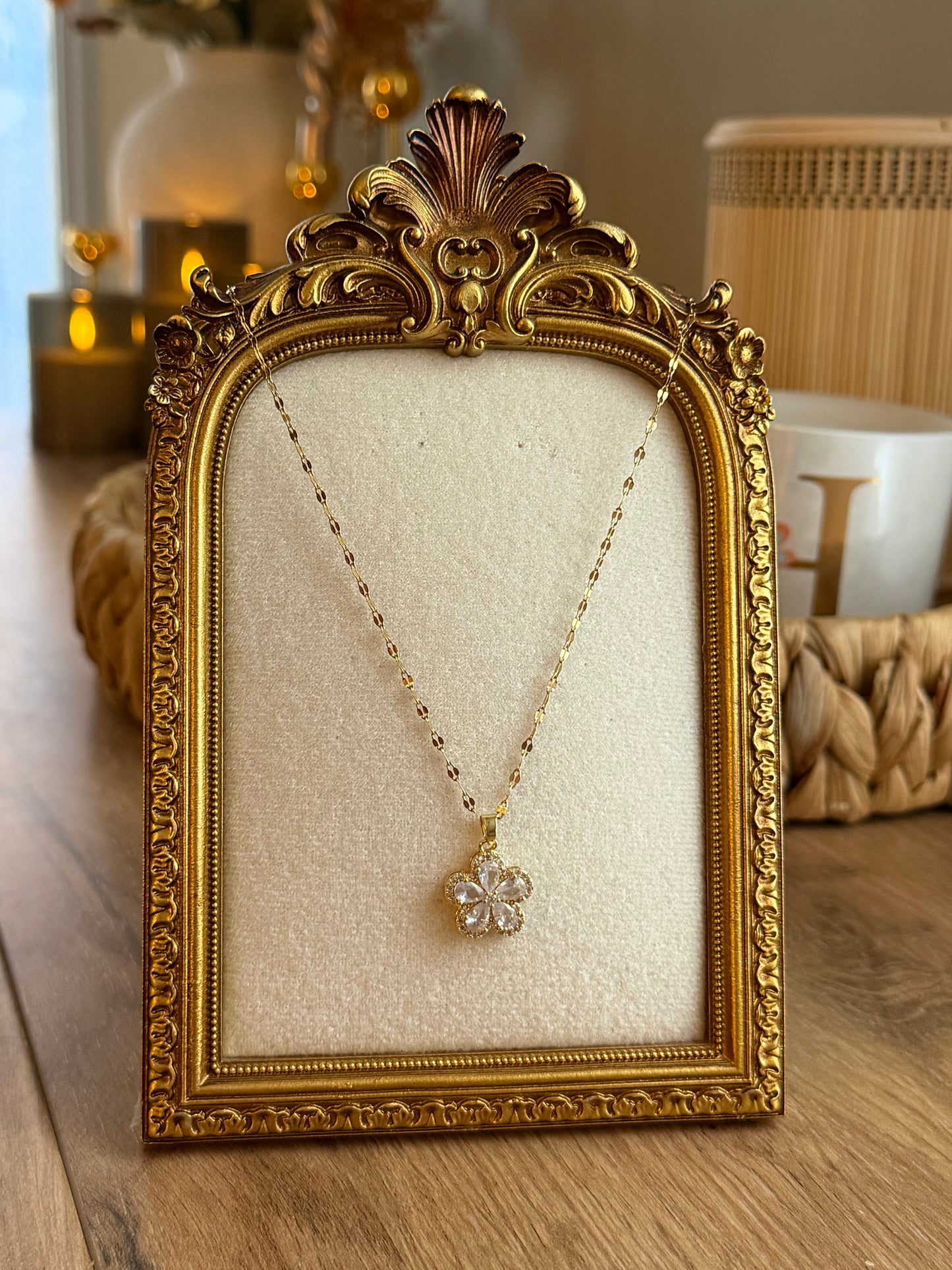 Rhinestone Flower Necklace