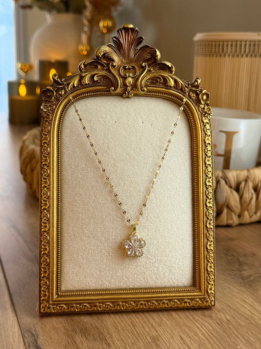 Rhinestone Flower Necklace