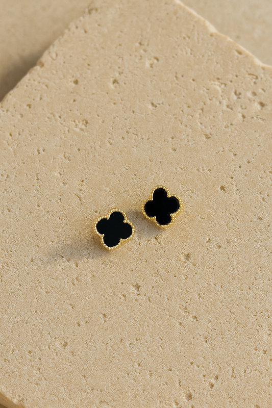 Black clover ear studs