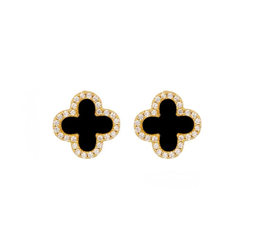 Black clover ear studs