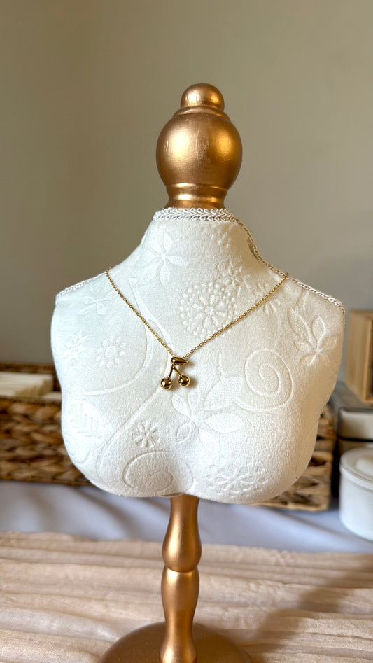 Gold cherry necklace