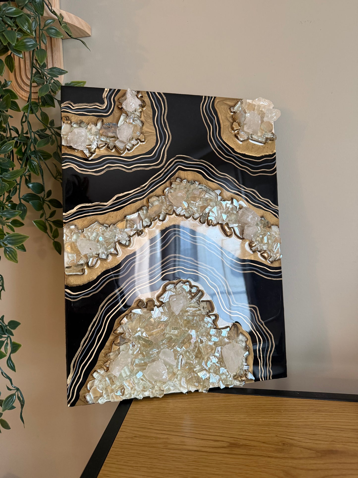 Black & Gold Geode Wall Hanging