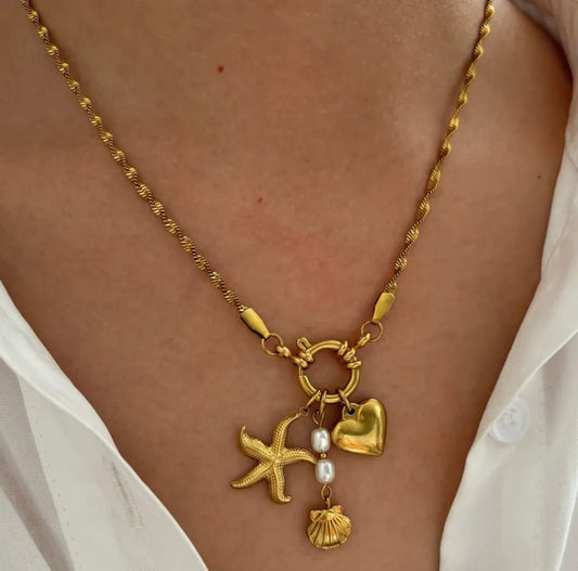 Heart and Starfish Necklace