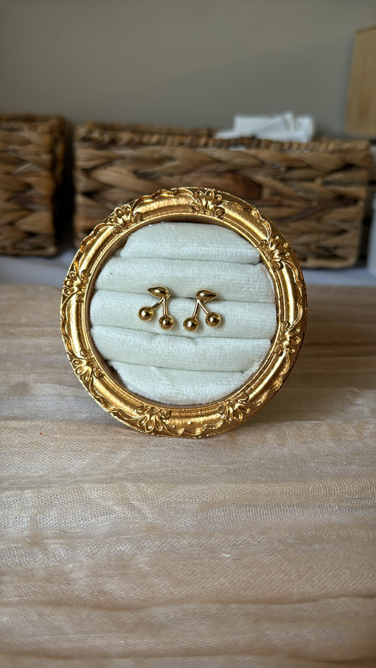 Gold cherry earrings