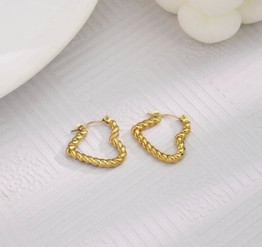 Heart ear hoops