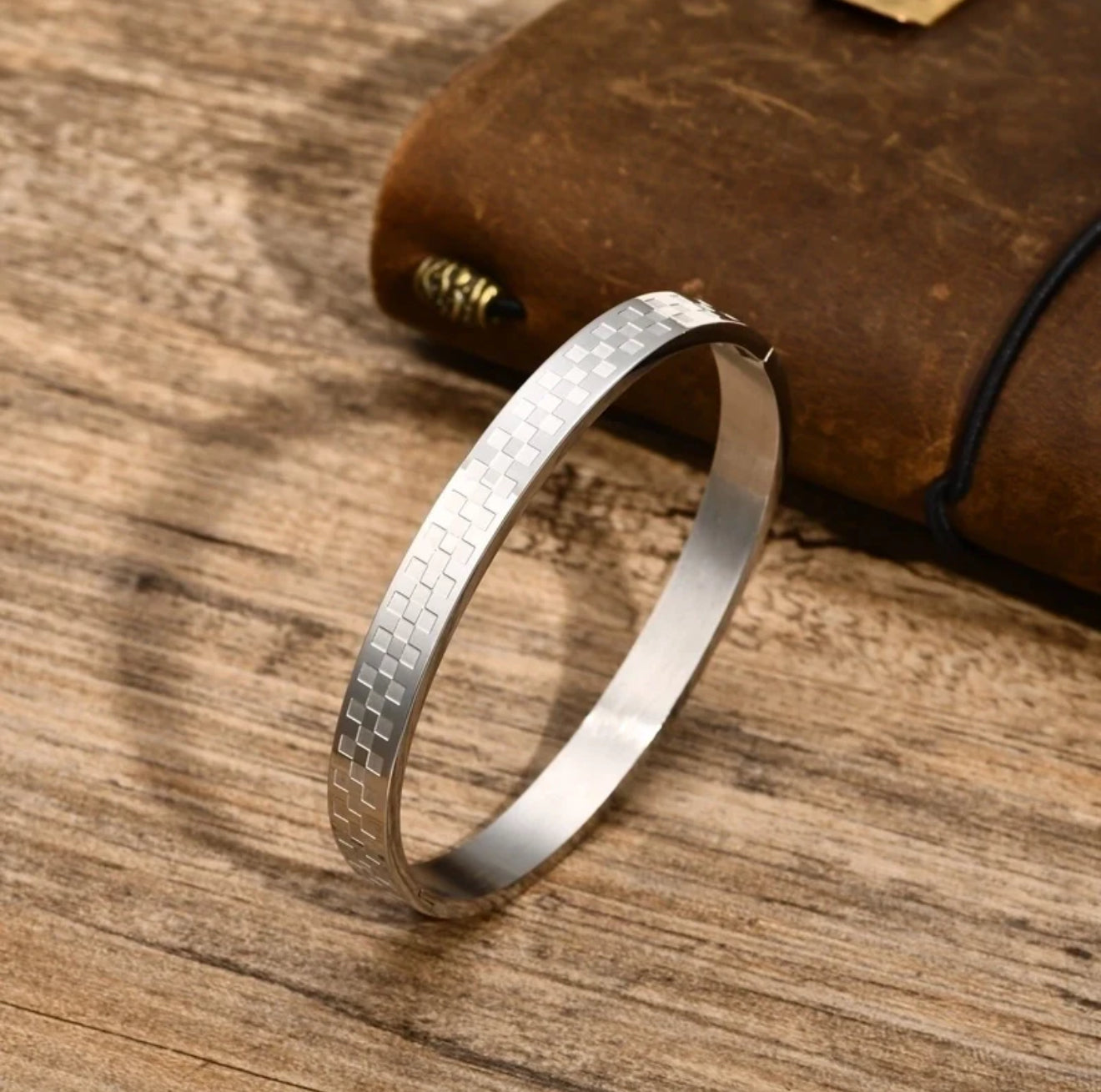 Textured Check Bangle for Men