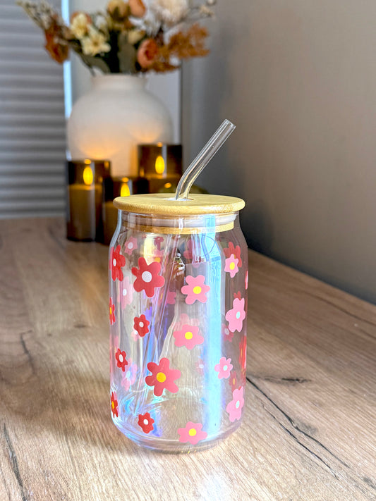 Flower Iridescent Glass Tubmler