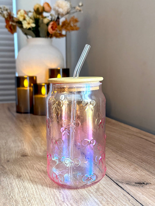 Iridescent Bow Glass Tumbler
