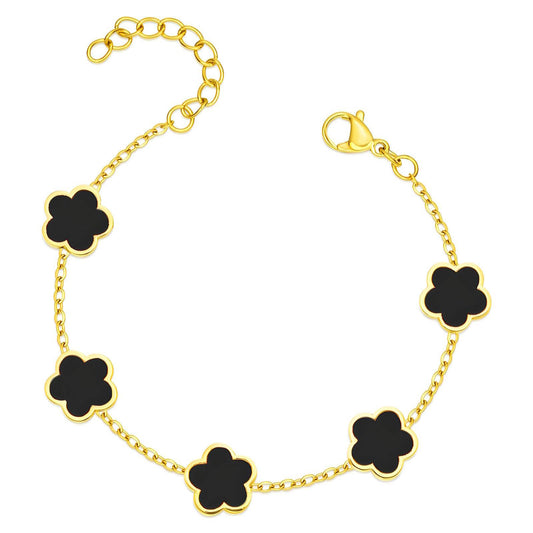 Schwarzes Kleeblatt-Armband