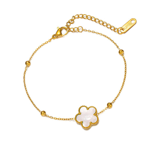 Weißes Kleeblatt-Armband